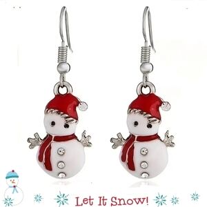 CHRISTMAS SNOWMAN WITH SANTA HAT Earrings.